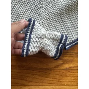 OFFLINE By Aerie Crochet Knit Shorts M Cream Navy Boho Lounge Summer Style thumbnail 2