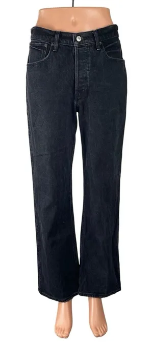 Abercrombie & Fitch The 90s Baggy Low Rise Black Wide Leg Denim Jeans Size 27 thumbnail 1