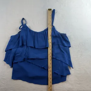 ALICE + OLIVIA S Small Silk Ruffled Tiered Layered Top Cami Flowy Royal‎ Blue thumbnail 13