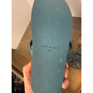 Tory Burch Miller Cloud Teal Blue Logo Thong Sandals Women's Size 9.5 thumbnail 4