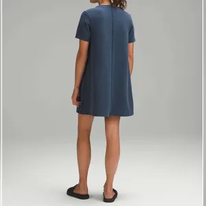 Lululemon Ribbed Softstreme T-Shirt Dress True Navy Blue Size 0 Relaxed/Oversize thumbnail 4