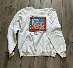 PLAYBOY White Crewneck Sweatshirt with Multicolor Graphic thumbnail 1