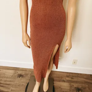 [Superdown] Copper Metallic Arima Halter Neck Knit Midi Sweater Dress Sz Small S thumbnail 7