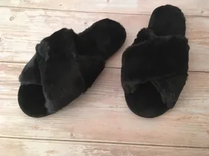 Plush Slippers, Size 7/8 Black thumbnail 3