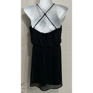 No Boundaries Little Black Dress Chiffon Adjustable Straps Sheer Ruffle Overlay S, Twee thumbnail 4