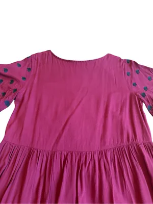 Polagram Stretchy Midi Dress Embroidered Short Sleeve Bohemian Boho Size Small thumbnail 10