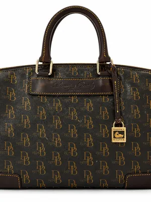 Dooney & Bourke Brown Monogram Satchel with Gold Hardware thumbnail 1
