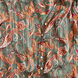 Frye Women's Green and Orange Floral Top thumbnail 6