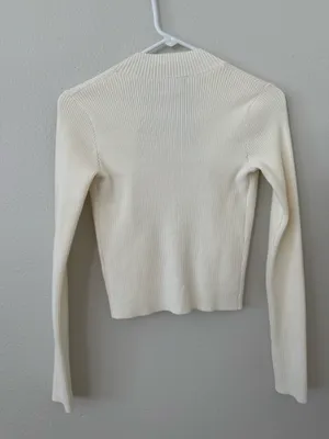 Brandy Melville cream ripped zip up jacket thumbnail 5