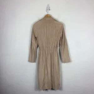 Zara Tan Trench Coat XS Faux Suede Double Breasted Belted Classic Mid Length thumbnail 15