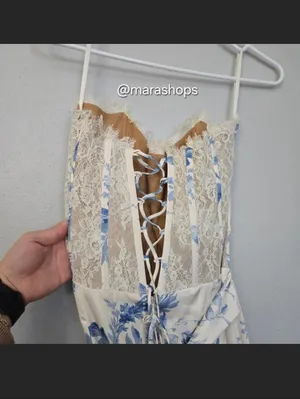 V. Chapman January Wrap Skirt Lace Corset Front Slit Column Gown thumbnail 5