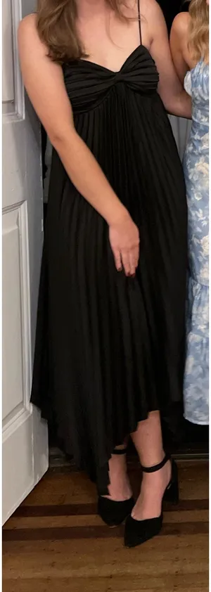 Petal & Pup Vikki Midi Black Satin Dress thumbnail 1