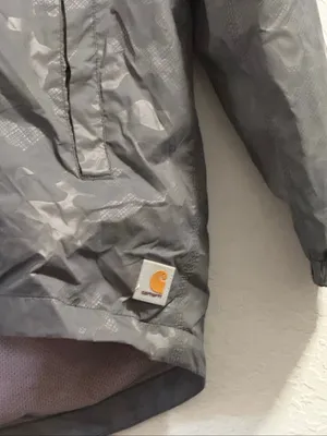 Carhartt Women's S Gray Camo Nylon Hooded Zip Up Windbreaker 3/4 Length thumbnail 2
