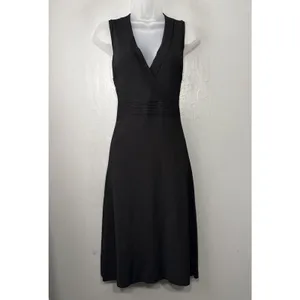 Ann Taylor Sleeveless Sweater Dress Size Small Black Preppy Classic Chic Midi thumbnail 3