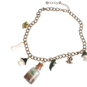 Whimsical Charm Choker Necklace Cottagecore Fairycore Frog Mushroom Terrarium thumbnail 10