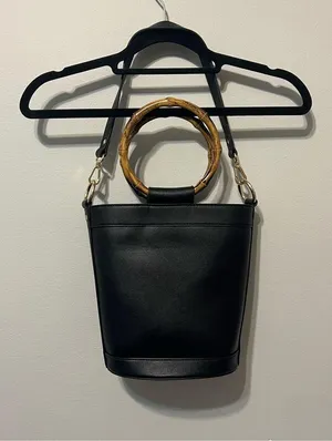INC International Concepts Black Bucket Bag Style Purse thumbnail 2