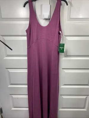 Halara U Neck Flowy Maxi Casual Tank Dress Violet Floral Yarn Medium Flowy Slit thumbnail 8