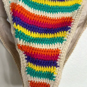 Forever 21 Y2K colorful crochet string bikini swim bottoms size‎ small boho cute thumbnail 7