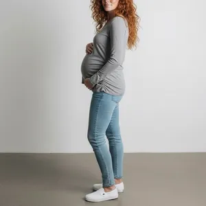 Amazon BBHoping Maternity Long Sleeve Top Size XL Gray Stretch Ruched Shirt thumbnail 6