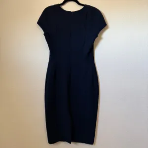 Black Halo Jackie O Sheath Dress Navy Blue Textured Crepe Size 8 2583984 thumbnail 3