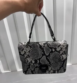 Aldo Snakeskin Print Top Handle Handbag Grey Black Animal Print Satchel Bag thumbnail 1