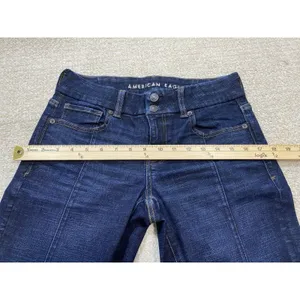 American Eagle Kick Boot Jeans Womens 4 Blue Medium Wash Mid Rise Stretch Denis thumbnail 7