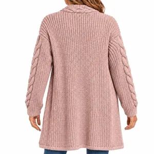 Nine West Women’s Medium Dusty Rose Cable Knit Long Open Front Cardigan thumbnail 2