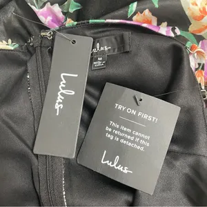 NWT Lulus Keepin' It Chic Black Floral Satin One-Shoulder Midi Dress Size Medium thumbnail 11