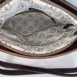 Myra handmade tooled bag leather & cotton carve detachable strap thumbnail 7