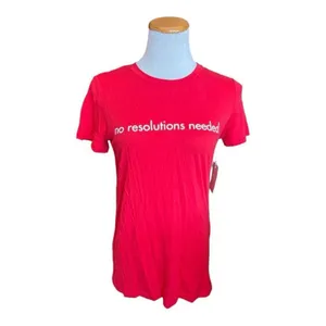 NWT Womens 1901 No Resolutions Needed New Year Graphic Tee Shirt - Sz XS thumbnail 3