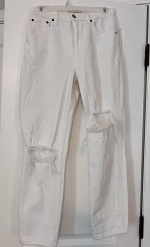 Abercrombie The Mom High Rise White Jeans thumbnail 1