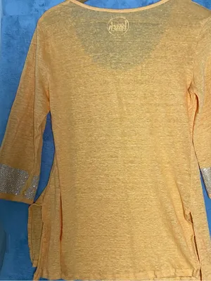 INC International Concepts Beach Linen Women’s Orange Casual Sequin Top‎ Size L thumbnail 9