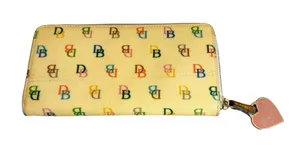 Dooney & Bourke Cream Multicolor Signature Print Zip Around Wallet Women's thumbnail 1