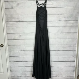Lulus Strappy To Be Here Black‎ Lace-Up Maxi Dress Size Medium Black Backless thumbnail 6