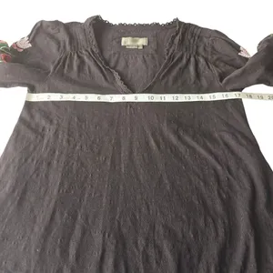 Anthropologie -531‎ Helene Embroidered Peasant Blouse Black Floral Size Small thumbnail 12