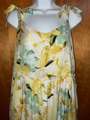 Hayden Yellow Floral Tie-Shoulder Maxi Dress -Size M thumbnail 2