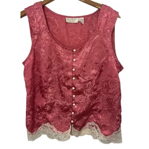 Vtg Victoria’s Secret Cami Tank Top Shorts Set Small Gold Label Pink Festival thumbnail 2