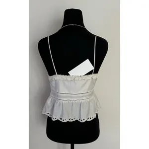 Zara Embroidered Peplum Top Beige/ Cream Size S New with Tags Women’s thumbnail 2