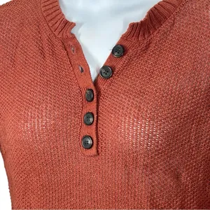 American Eagle Rust Brown Henley Sweater | XS | Relaxed Boyfriend Fit thumbnail 8