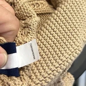 Chaps Petite Cable Knit Peplum Cardigan Boho 100% Cotton Shawl Collar Tan P/L thumbnail 8