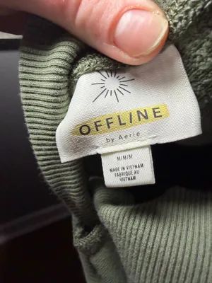 Aerie Offline twist-back oversized pullover sweatshirt sage green size medium.  thumbnail 6