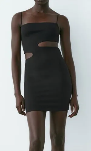 Zara Black Side Cutout Micro Mini‎ Dress thumbnail 1