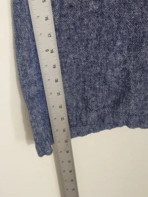 Old Navy Blue Linen Blend High Rise Cropped Wide Leg Pants Size Medium thumbnail 7