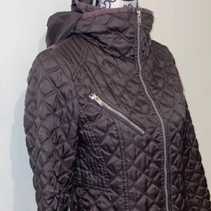 Marc New York Andrew Marc Brighton Dark Purple Quilted Coat Jacket Size Small thumbnail 6