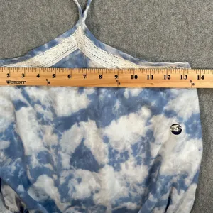 Hollister Halter Top Size X-Small Blue Sky Elastic Crop Waist Crochet Trim New thumbnail 4
