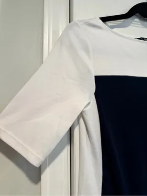 NWOT LRL Lauren Ralph Lauren Size S Black Colorblock Boat Neck Cuffed Sleeve Top thumbnail 3