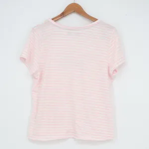 Dearfoams Womens XL Pajama Set Pink White Striped Smile Graphic Tee and Shorts thumbnail 4