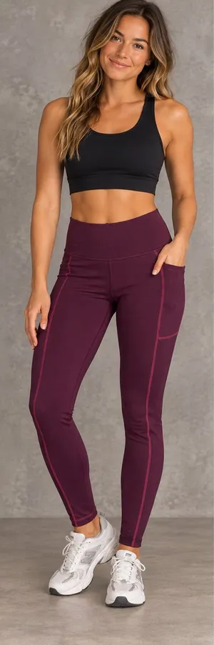 Active Booty for Everybooty Pocket Leggings Maroon / Burgundy thumbnail 1