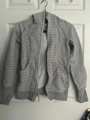 Lululemon Gray Striped Hooded Vest thumbnail 1
