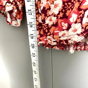 Free People Red Fruit Punch Sweet Memories Smocked Waist Boho Blouse M thumbnail 4